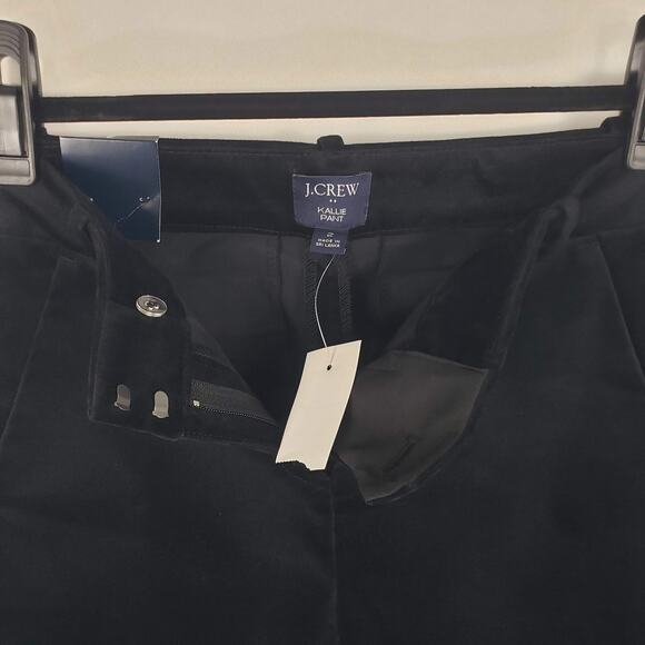 NWT J.Crew Kallie Black Velvet Straight Leg 98% Cotton Stretch Mid Rise Pants 2 - Picture 9 of 16